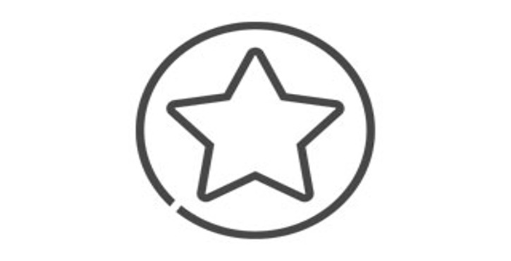 Icône minimaliste d’étoile dans un cercle avec une petite ouverture en bas.