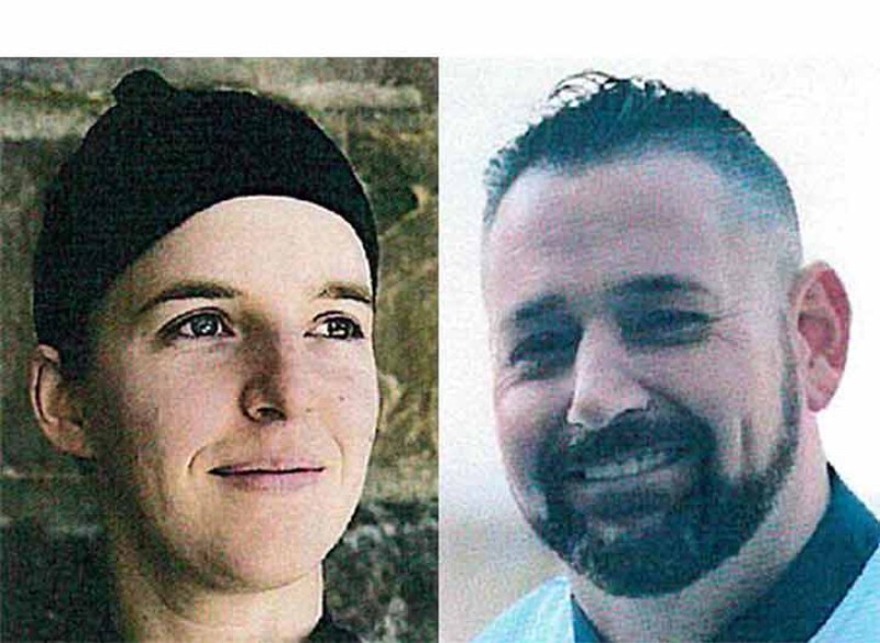 Two side-by-side portraits: the left features a person in a black cap with a focused expression, and the right shows a smiling person with a groomed beard.