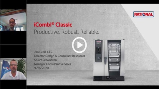 Presentation image from Rational about the iCombi Classic as a productive, robust, and reliable cooking system.