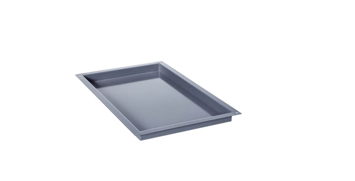A gray granite-enamelled draft container designed for professional kitchens, suitable for cooking and baking.
