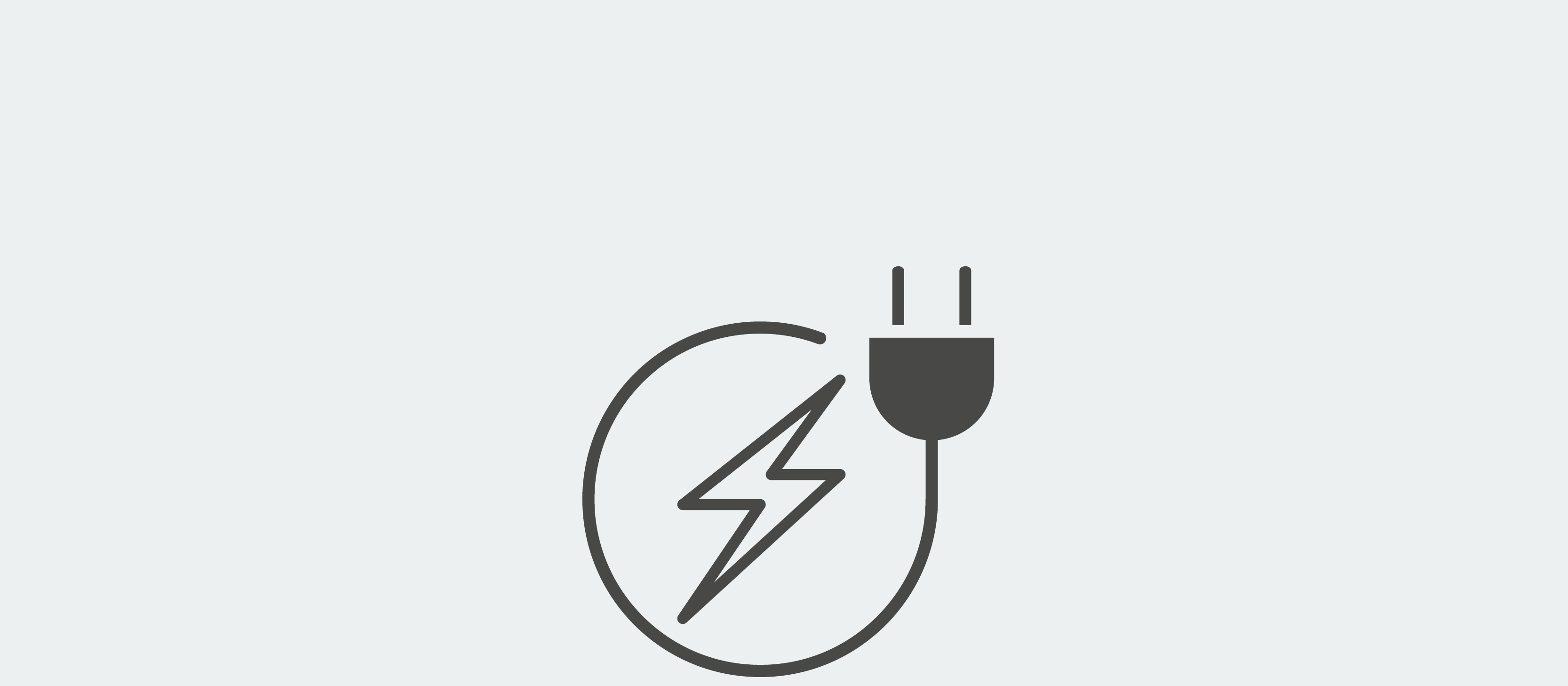 Symbol mit Stecker und Blitz steht für Energieeffizienz.