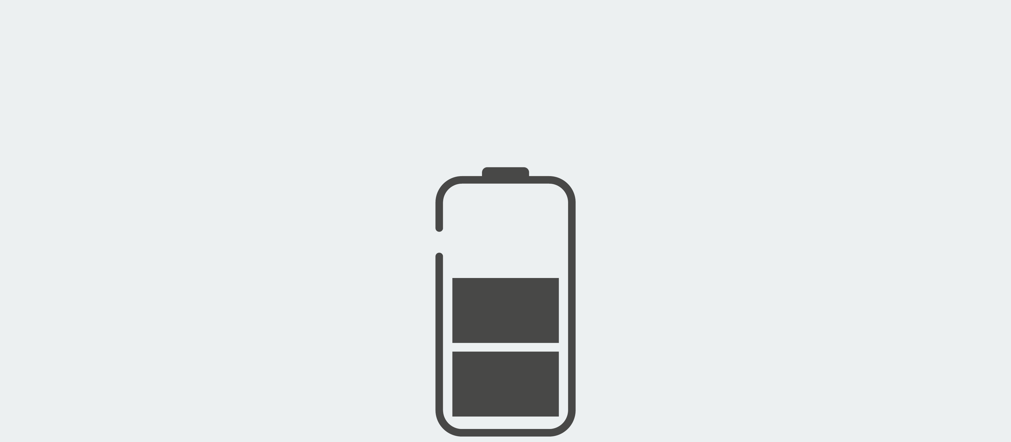 Halb gefülltes Batteriesymbol zeigt Energielevel an.