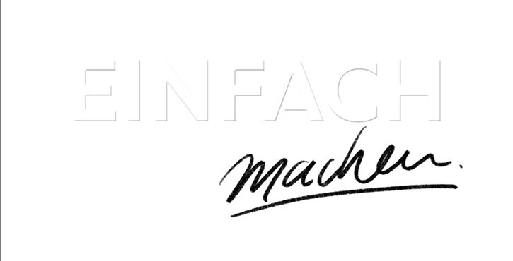 Ein grafisches Design mit dem Text: „EINFACH machen.