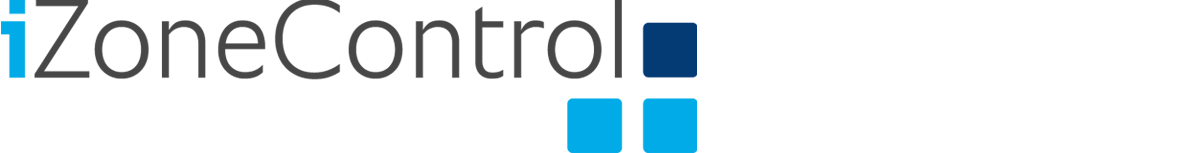 The iZone Control logo featuring a modern design with blue and gray colors.