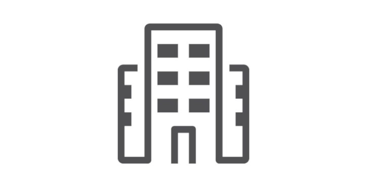 Icon of a stylized building with multiple floors and an entrance.