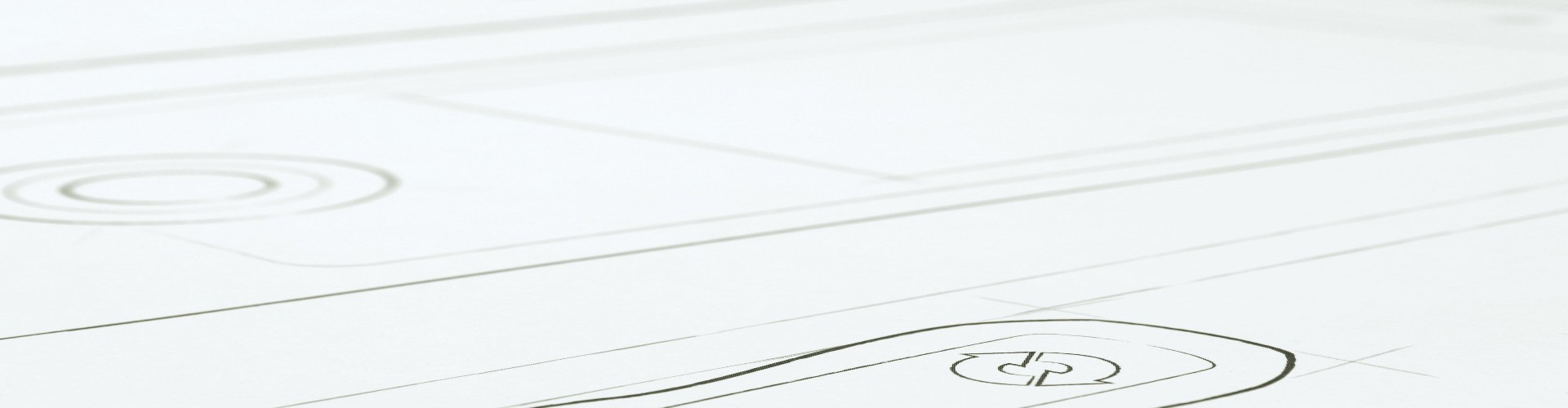 A close-up of a hand-drawn sketch of the Rational iCombi Pro appliance, featuring outlines of buttons and the control interface.