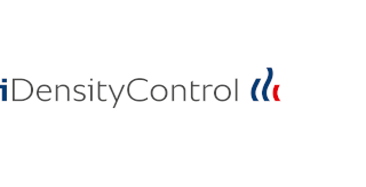iDensityControl logo with blue and red wave icons.
