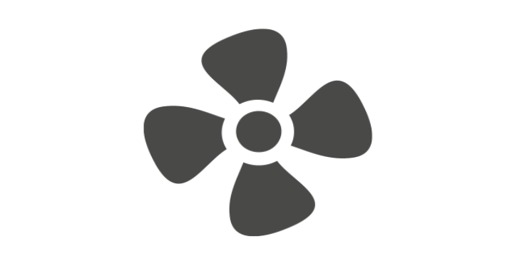 Symbol of a four-blade fan representing ventilation or airflow.