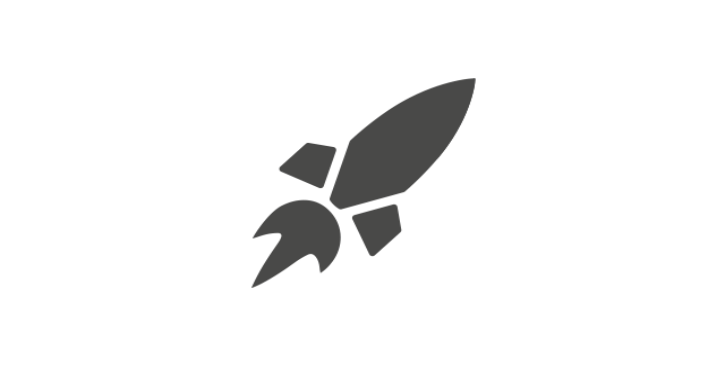Symbol of a rocket launching, representing speed or performance.