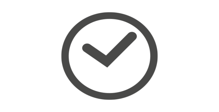 Checkmark symbol inside a circle, representing confirmation or completion.
