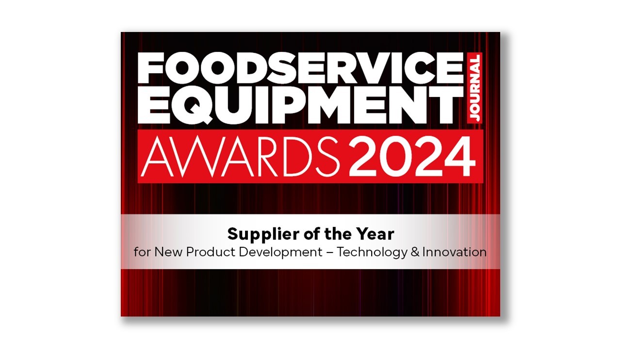 Urkunde der Foodservice Equipment Awards 2024 für „Lieferant des Jahres“ in der Kategorie Neue Produktentwicklung – Technologie & Innovation.
