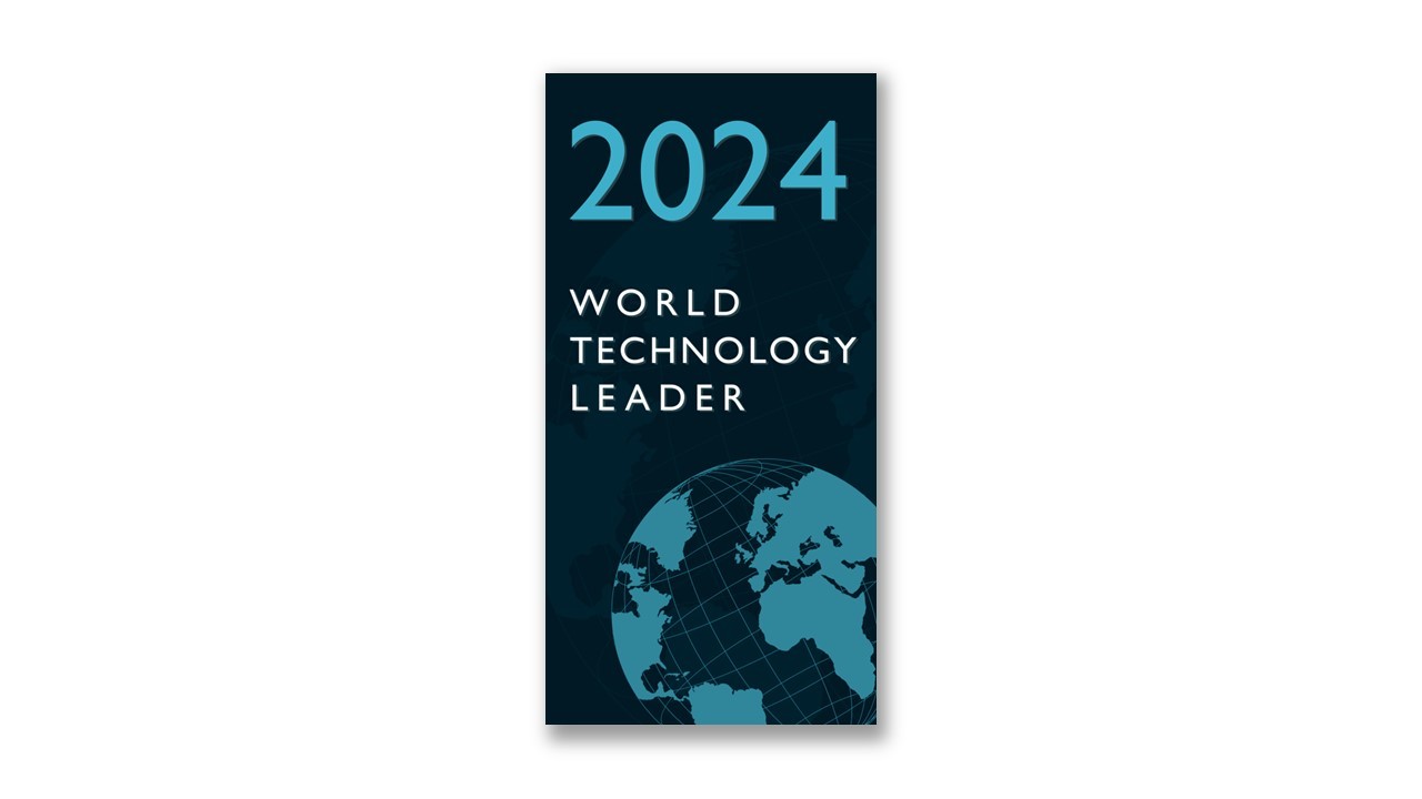 Auszeichnung „2024 World Technology Leader“ mit Globus-Design.