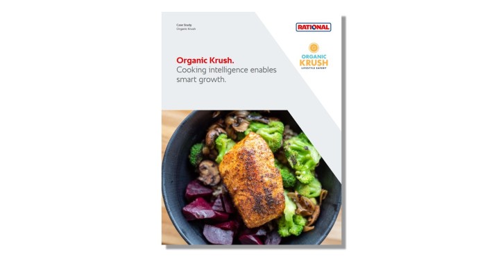 Cover of the Organic Krush case study featuring grilled salmon and vegetables.