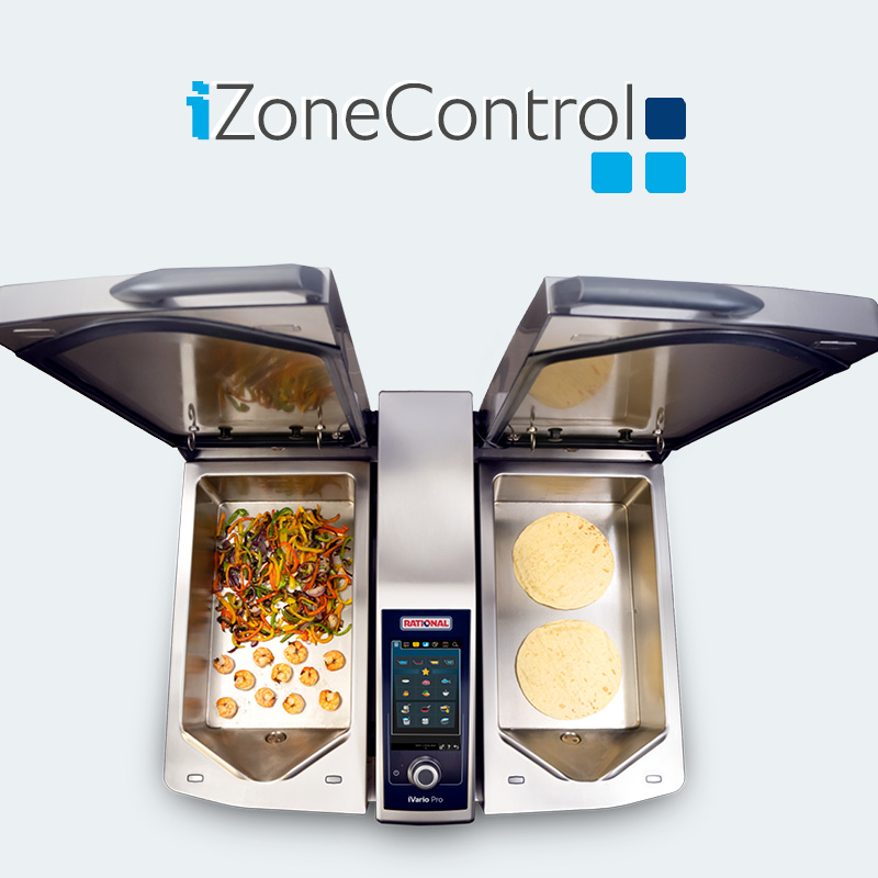 iZoneControl on RATIONAL iVario Pro with separate zones for vegetables, prawns and tortillas.