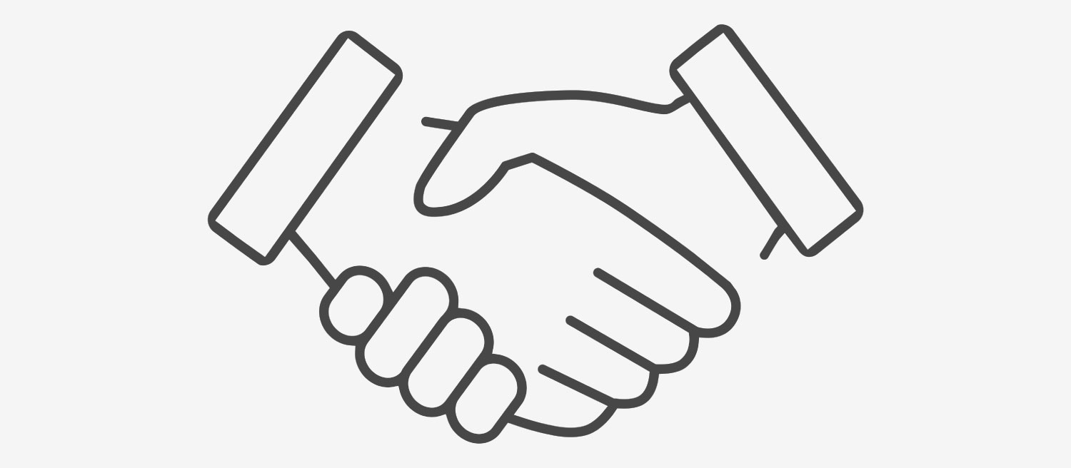 Icon of a handshake – represents partnership, collaboration, trust, or agreement.
