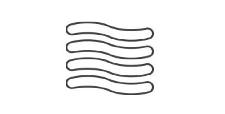 四条平行波浪线组成的图标，象征设备的热风加热功能。