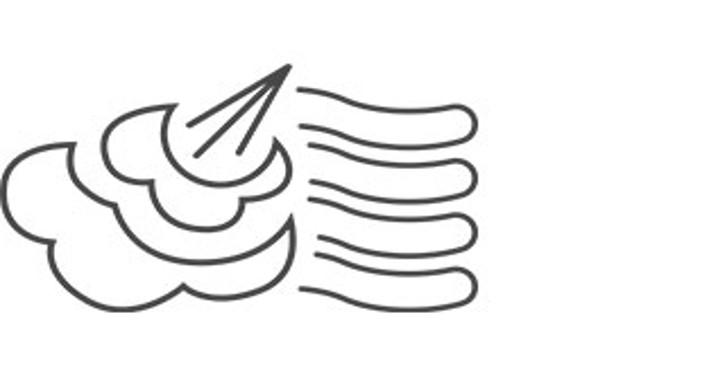 蒸汽云与气流线条组成的图标，象征设备的组合蒸汽功能。