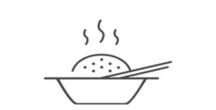 盛有热气腾腾食物与筷子的图标，象征高品质现做餐食。