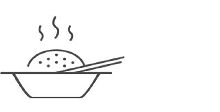 盛有热气腾腾食物与筷子的图标，象征高品质现做餐食。