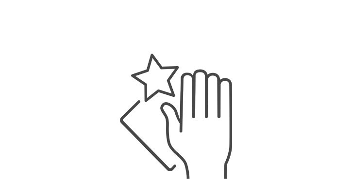 手掌与星形符号组成的图标，象征设备的快速清洁功能。