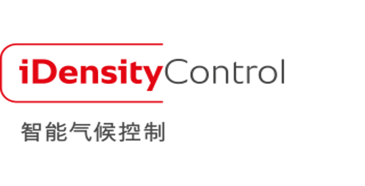 iDensityControl 智能气候控制标识以红灰配色呈现，突出智能气候管理功能。