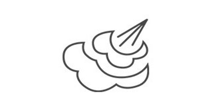 云状蒸汽与方向三角组成的图标，象征设备的蒸汽功能。